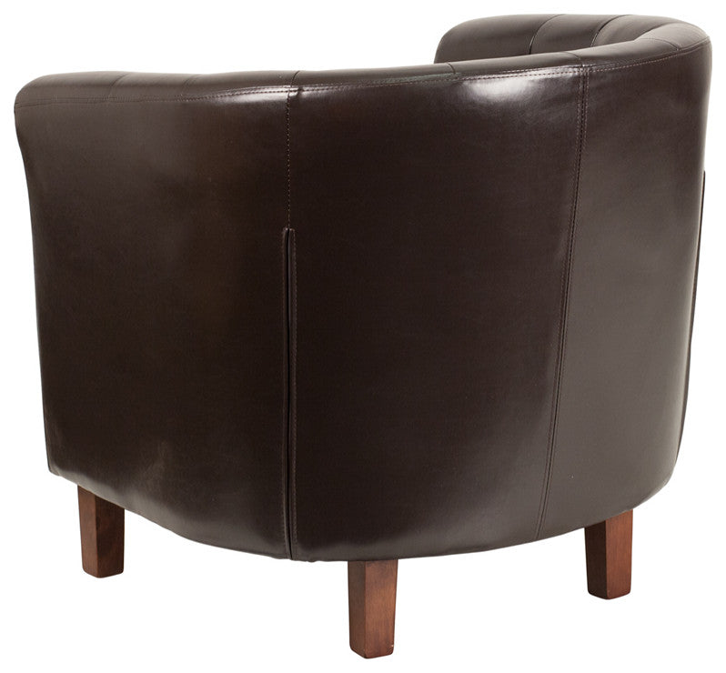 Brown Leather Barrel Chair
