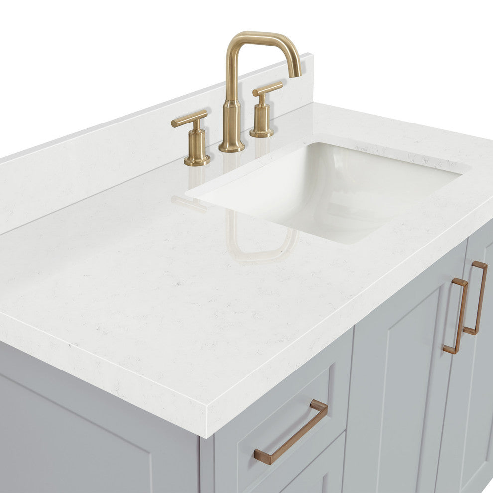 Ariel Taylor 42" Right Offset Single Rectangular Sink Bathroom Vanity