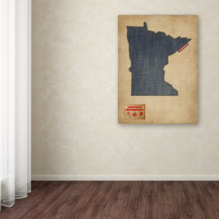 'Minnesota Map Denim Jeans Style' Canvas Art by Michael Tompsett