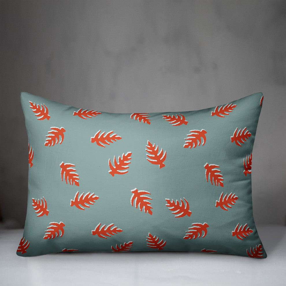 Palm Pattern in Red and Blue Throw Pillow