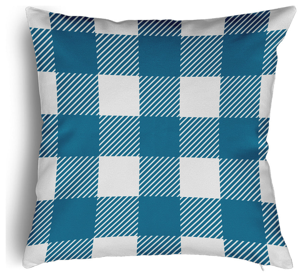 Buffalo Plaid Accent Pillow With Removable Insert, Unreal Teal, 24"x24"