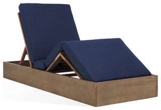 Safavieh Couture Vincent Wood Chaise Lounge Chair, Natural/Navy