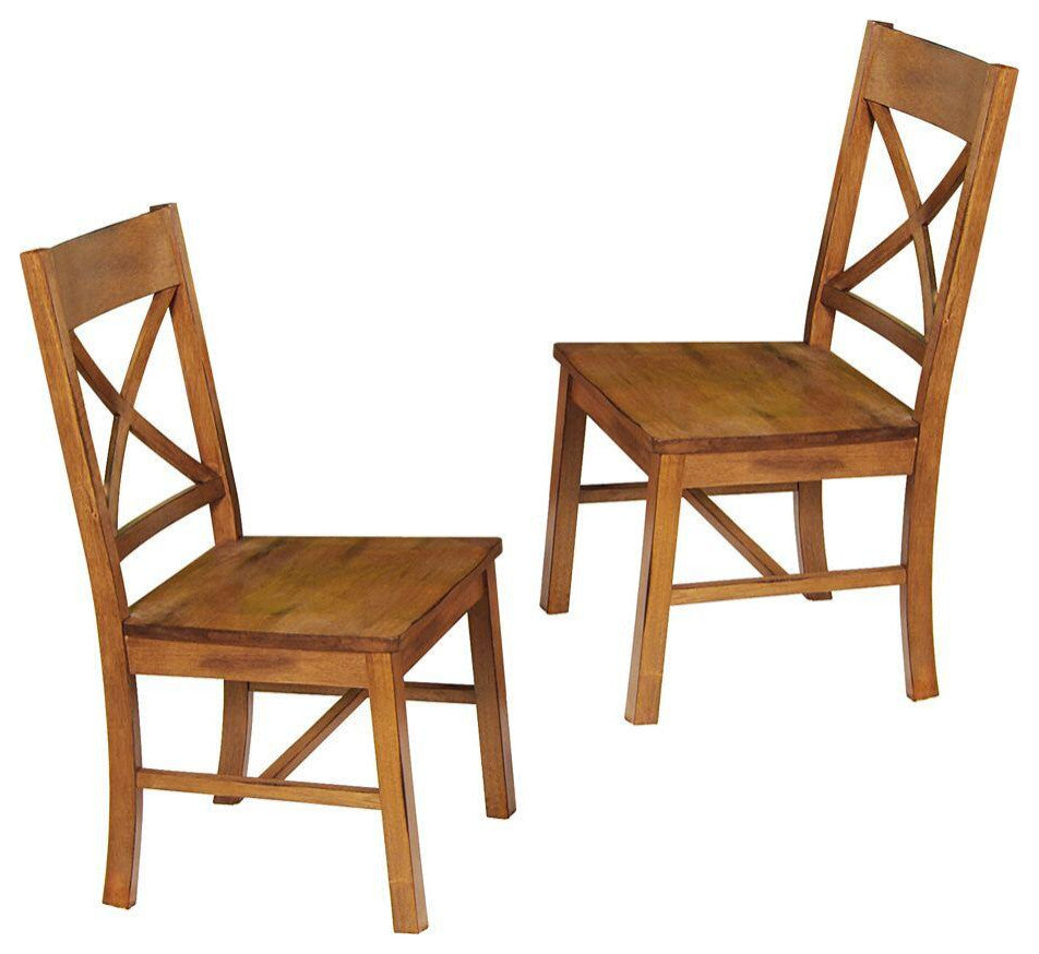 Wood Dining Chairs, Set of 2 - Antique Brown
