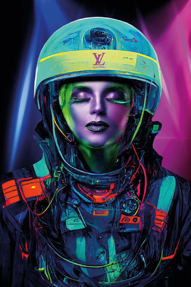 Neon Astronaut Photographic Art, Andrew Martin Into The Universe, Extra Large