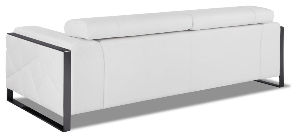 Trento Genuine Italian Leather Modern Sofa White