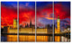House of Parliament at River Thames, Cityscape Canvas Print, 48"x28", 4 Panels