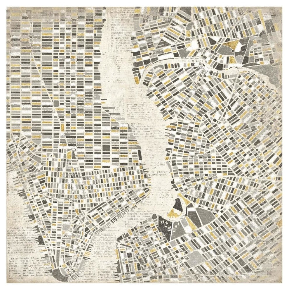"Neutral New York Map" Digital Paper Print by Laura Marshall, 42"x42"