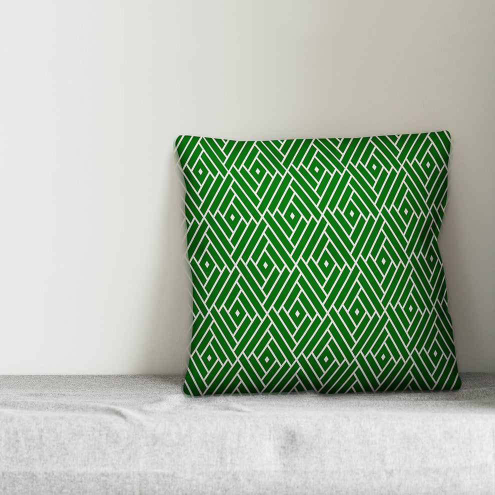 Lime Colored Diamond Pattern Outdoor Throw Pillow, 18x18