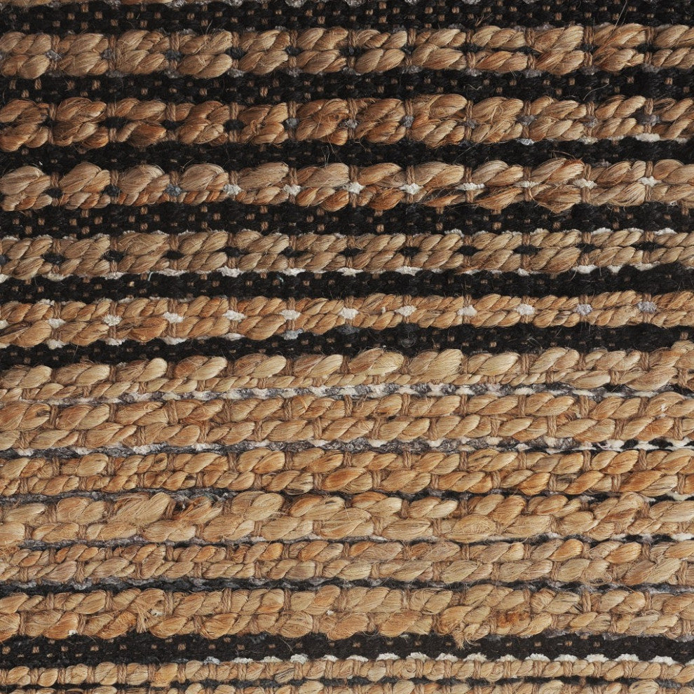 5" x 8" Tan and Black Eclectic Striped Area Rug