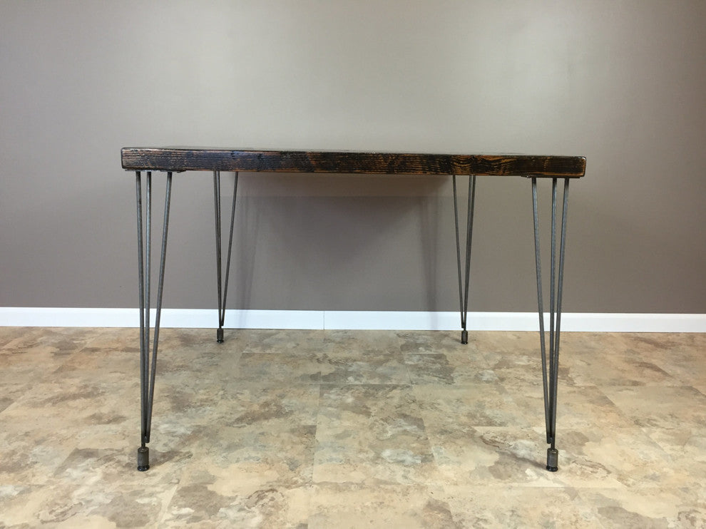 Small Wood Desk With Mid Century Hairpin Legs, 36x60x30, Beeswax