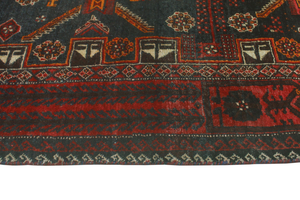 Fine Vintage Distressed Annahi Charcoal/Red Runner, 3'2 x 5'9