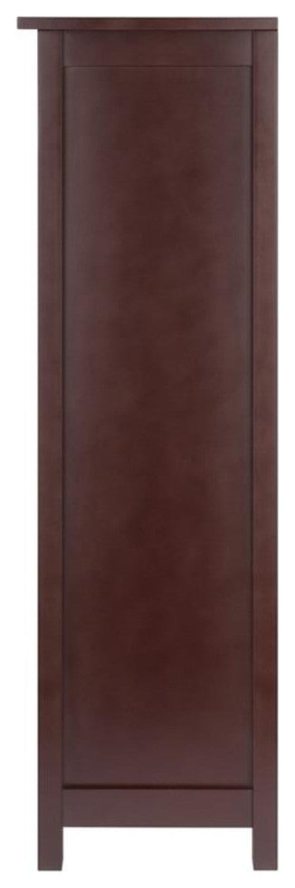 Milan 6-PieceStorage Shelf With 5 Foldable Woven Baskets, Walnut