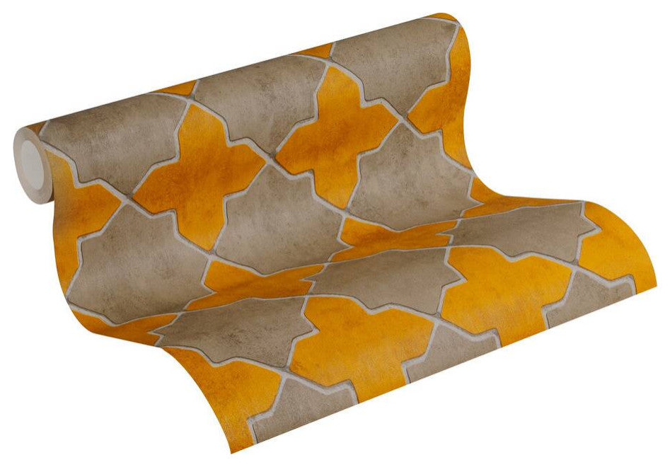 Mosaic Textured Wallpaper Featuring Star Shaped Tile, 374212