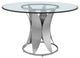 Petal Modern Glass and Stainless Steel Round Pedestal Dining Table