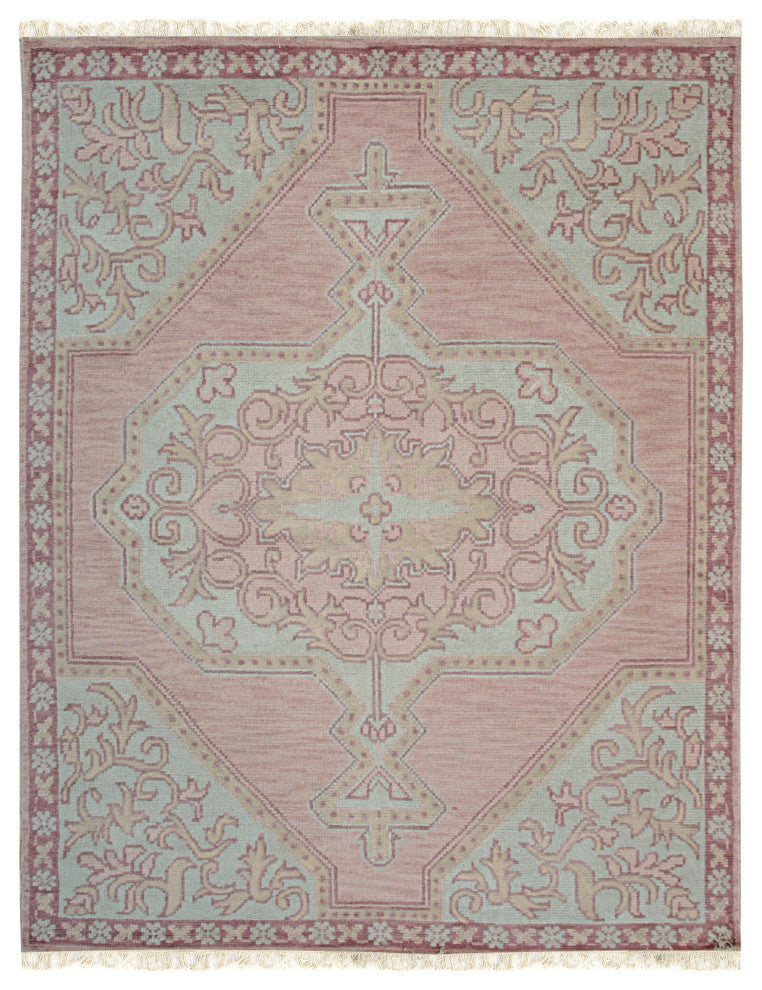 EORC Pink Hand Knotted Wool Heriz Rug, 8'x10'