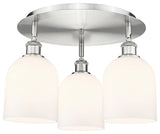 Ballston-Bella 3-Light 18" Flush Mount, Satin Nickel, Gloss White