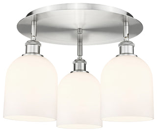 Ballston-Bella 3-Light 18" Flush Mount, Satin Nickel, Gloss White