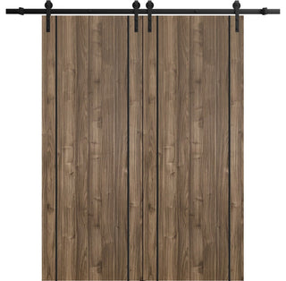 Sturdy Double Barn Door 84 x 96 with | Planum 0016 White Silk with  | 14FT