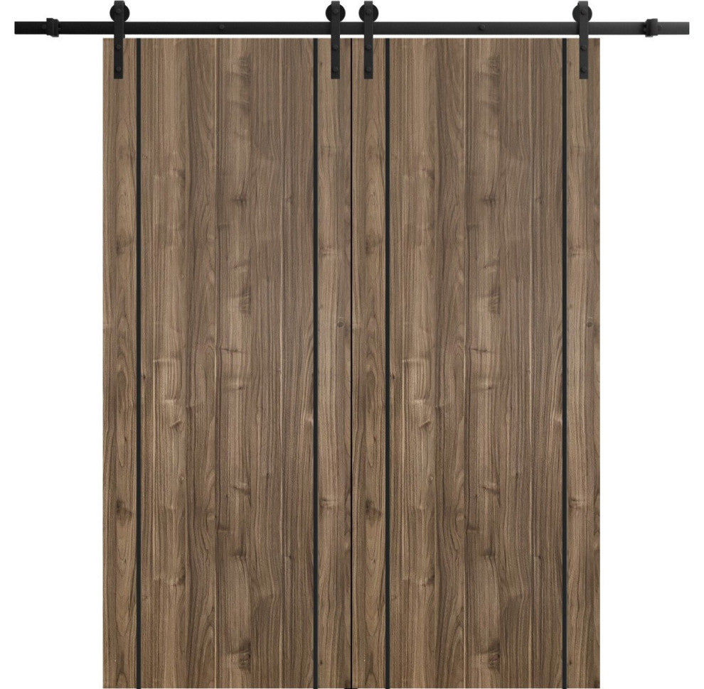 Sturdy Double Barn Door 84 x 96 with | Planum 0016 White Silk with  | 14FT
