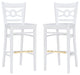 2 Pack Bar Stool, White Painted Beechwood With Gold Footrest, Wooden Seat