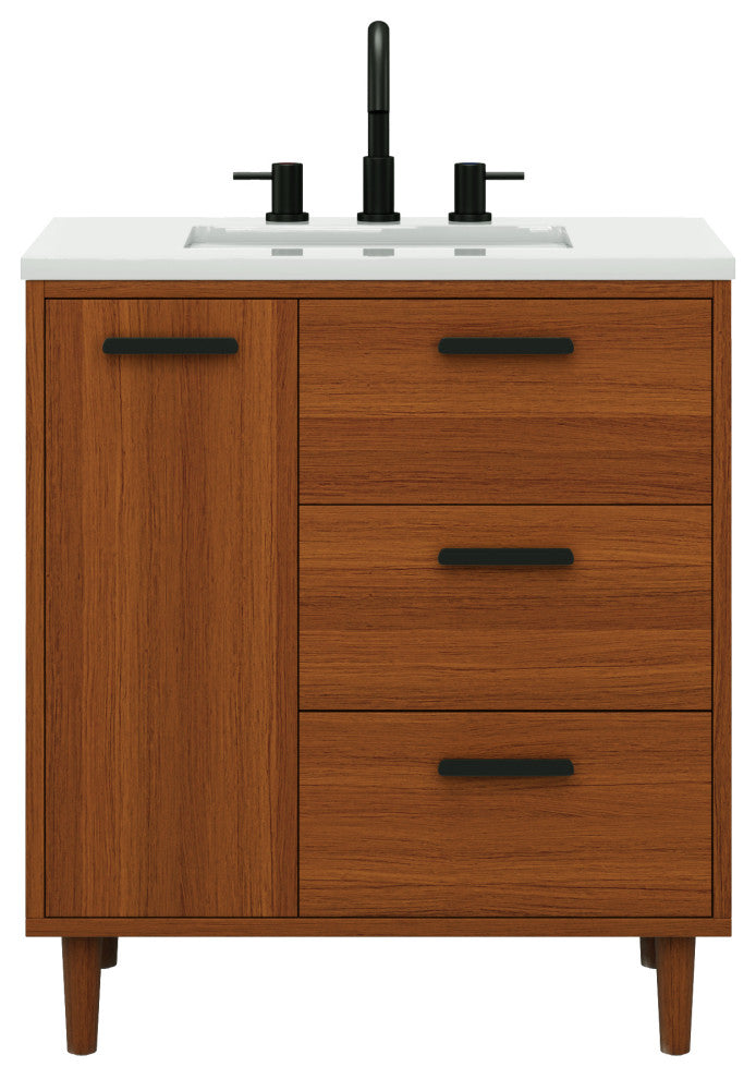 The Darby Bathroom Vanity, Teak, 30", Single Sink, Freestanding