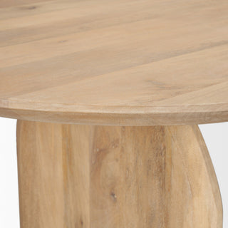 Isla Oval Dining Table with Light Brown Wood Top and Arched Legs