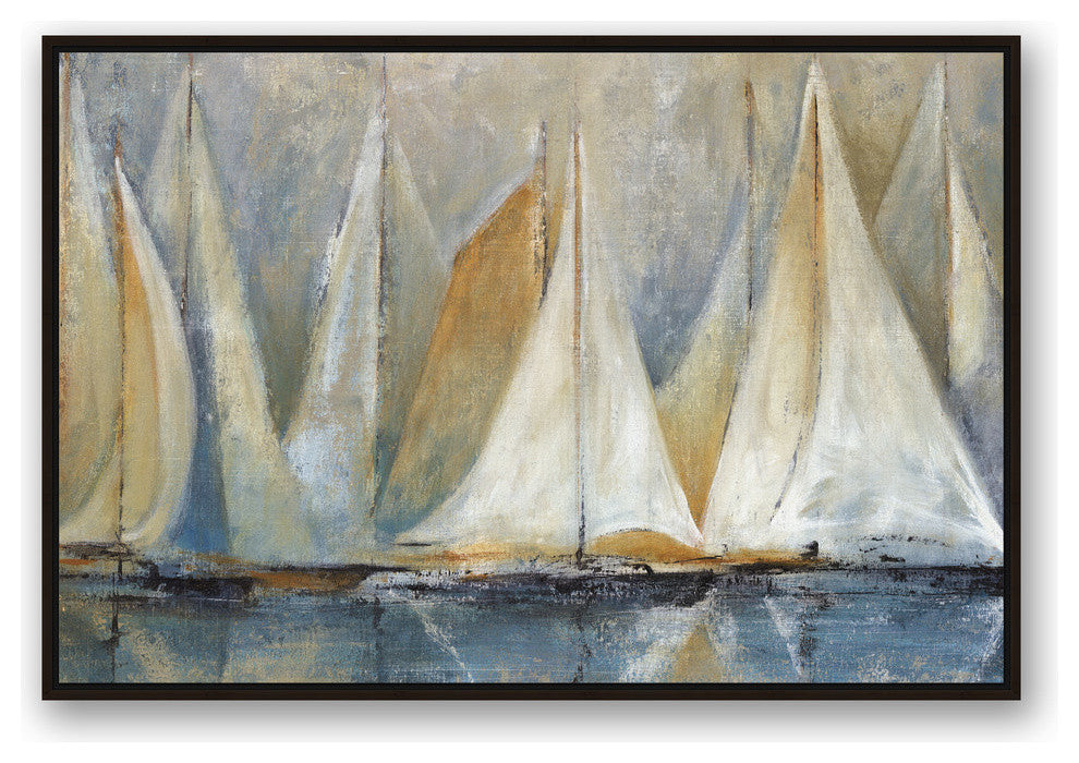 "Sailboats On Water" Canvas Wall Art, 32"x48", Framed