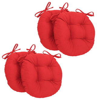 16" Solid Twill Round Tufted Chair Cushions, Set of 4, Red