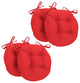 16" Solid Twill Round Tufted Chair Cushions, Set of 4, Red
