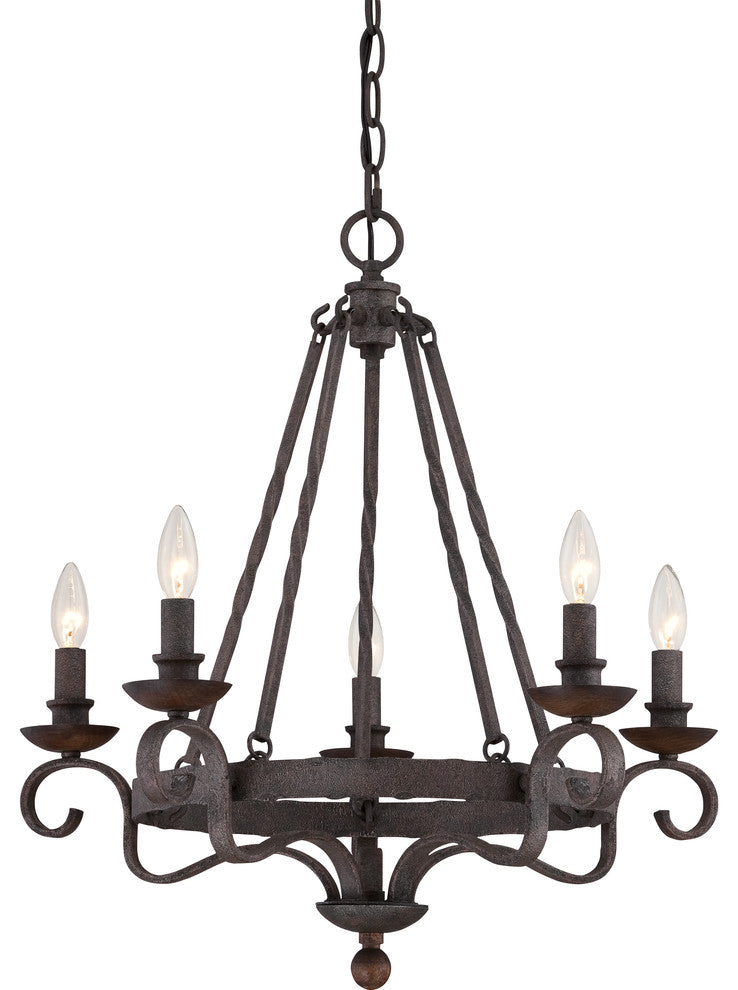 Quoizel NBE5005RK Five Light Chandelier Noble Rustic Black
