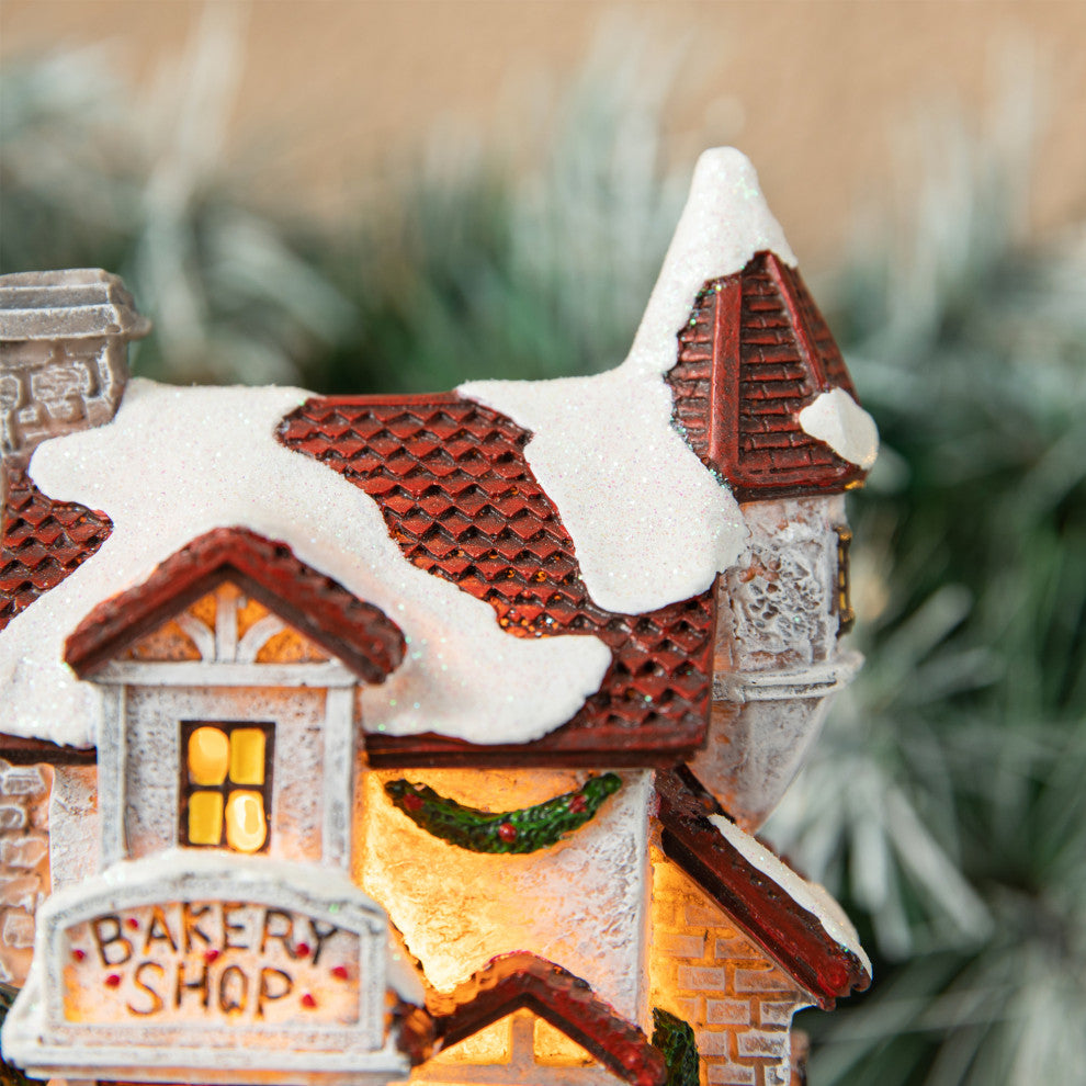 3-Piece Set Lighted Resin House Stocking Holder