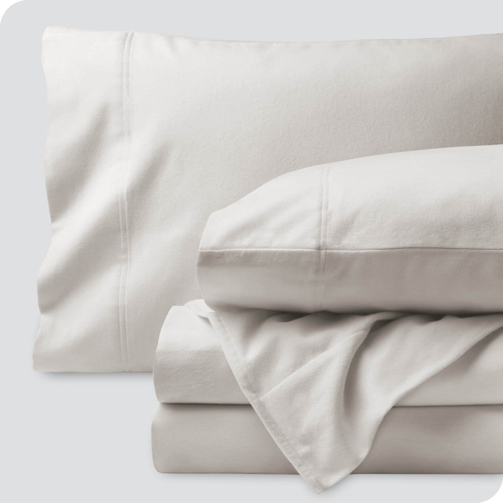 Bare Home Cotton Flannel Sheet Set, White, Twin Xl
