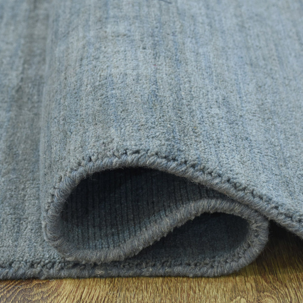 HAND KNOTTED LOOM WOOL ECO - FRIENDLY AREA RUGS  - Light Blue,Contemporary