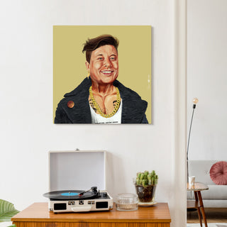 "Hip Elon" Frameless Reverse Printed Tempered Art Glass Wall Art