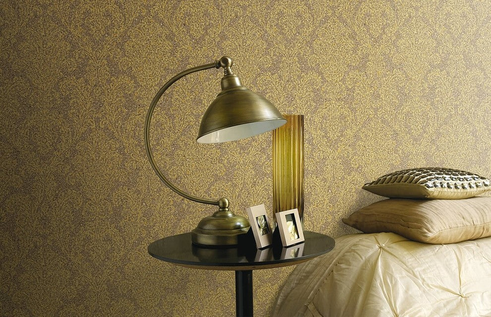 Serendipity 2, Traditional Damask Solid Wallpaper, Yellow, Sample