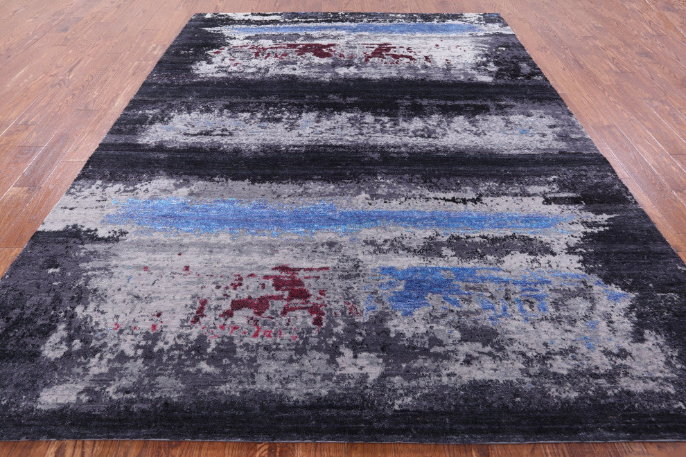 7' 10" X 9' 11" Wool and Silk Modern Handmade Rug Q7230