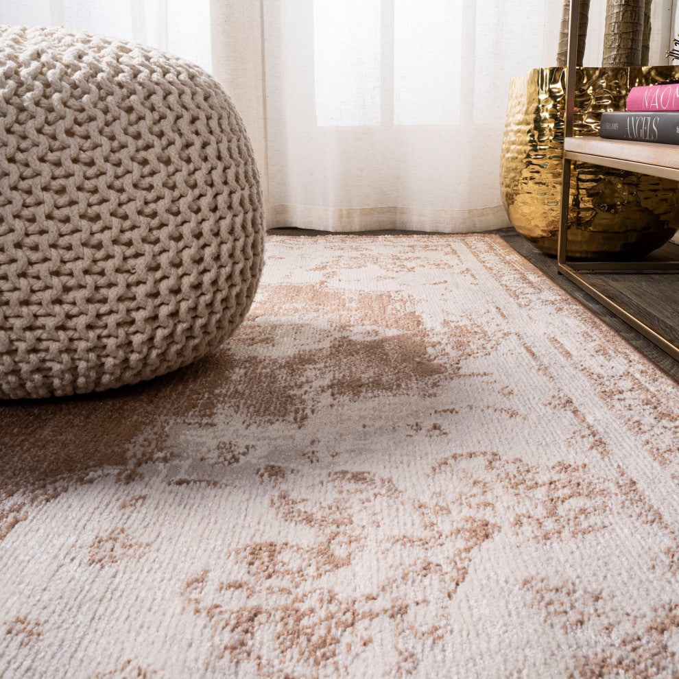 Alhambra Ornate Medallion Modern Runner Rug, Brown/Cream, 2'x10'