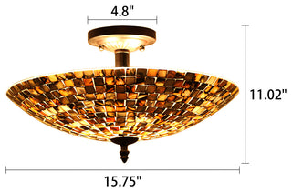 Chloe Lighting Crown Mosaic-Style 2-Light Semi-Flush Ceiling Fixture 16" Wide