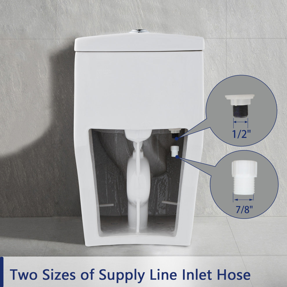 Dual Flush Elongated One Piece Toilet With Glazed Surface, Seat Included
