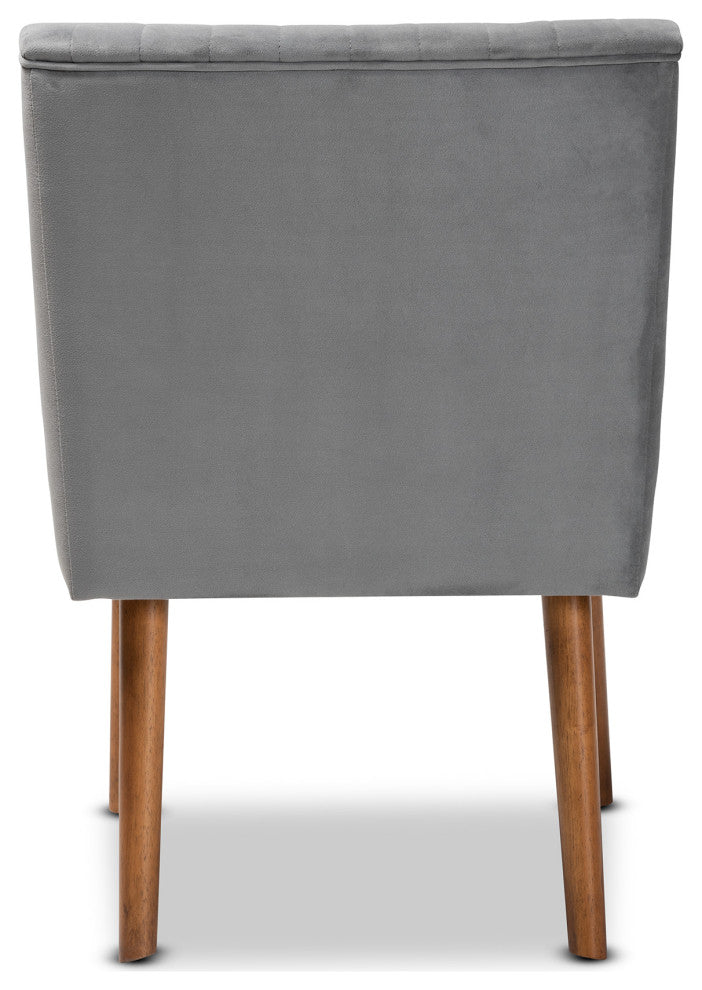 Venera Mid-Century Modern Dining Collection, Gray/Walnut Brown, Dining Chair