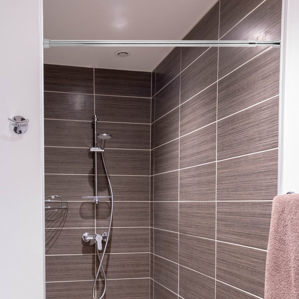 Tension Adjustable Shower Curtain Rod 28-47 Inches, Silver