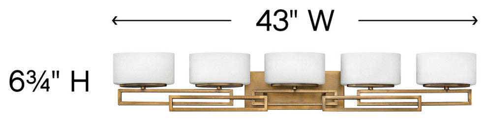Hinkley Lanza Extra Large Five Light Vanity, Brushed Bronze