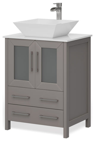 Sinclair 24" Single Bathroom Vanity with Engineered Marble Top with Mirror