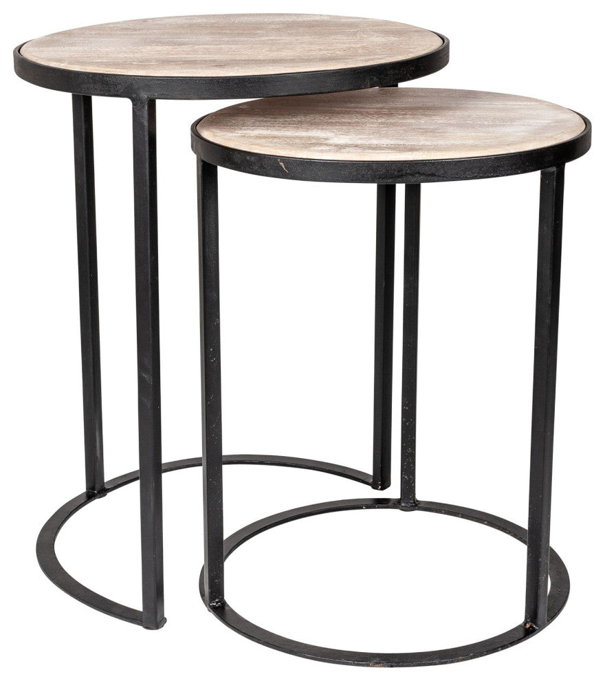 East at Main Mango Wood and Black Iron Nesting Tables (Set of 2)