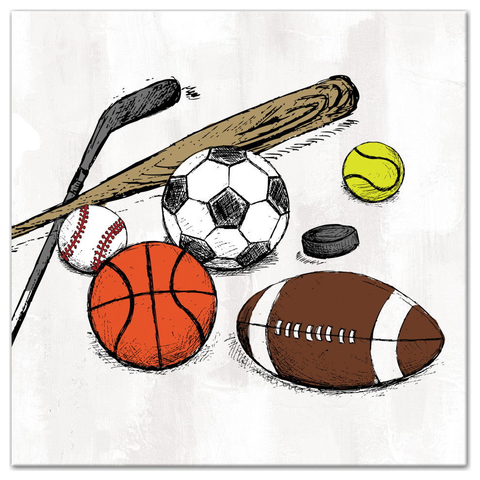 Sports Balls 16x16 Canvas Wall Art