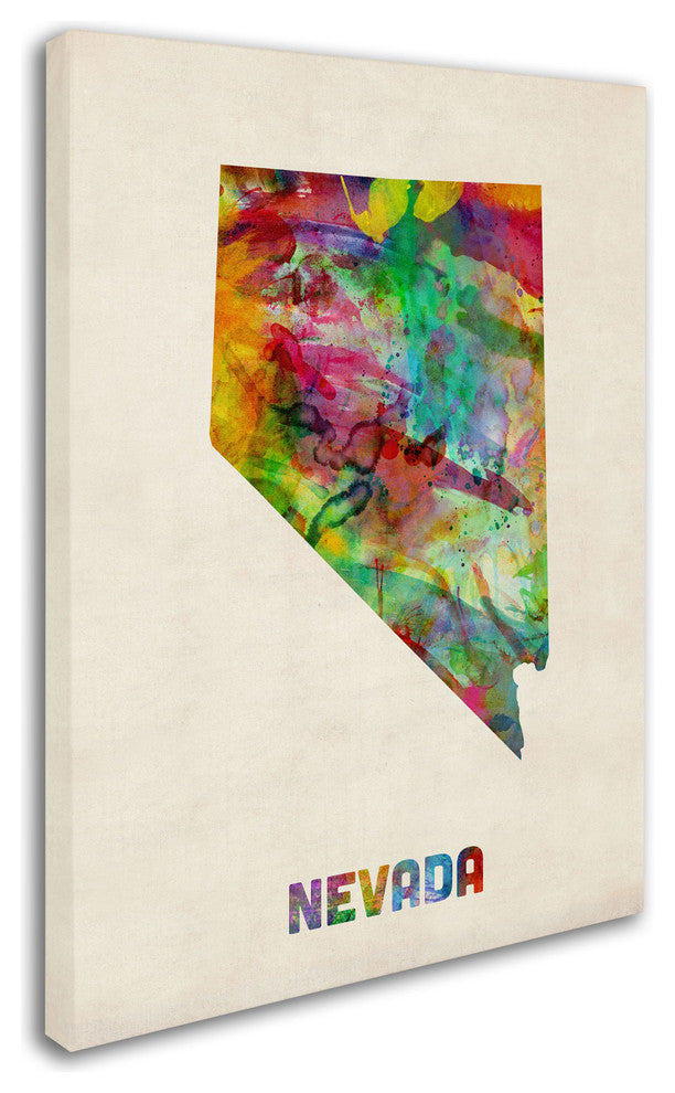 'Nevada Map' Canvas Art by Michael Tompsett