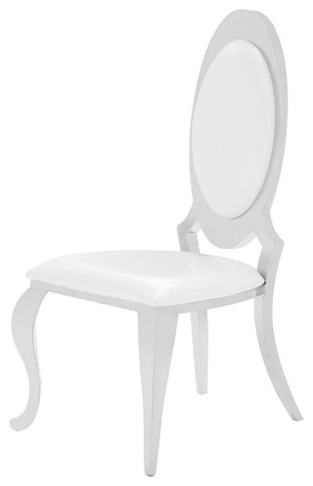 Coaster Anchorage 18.5" Faux Leather Side Chair in Cream and Chrome