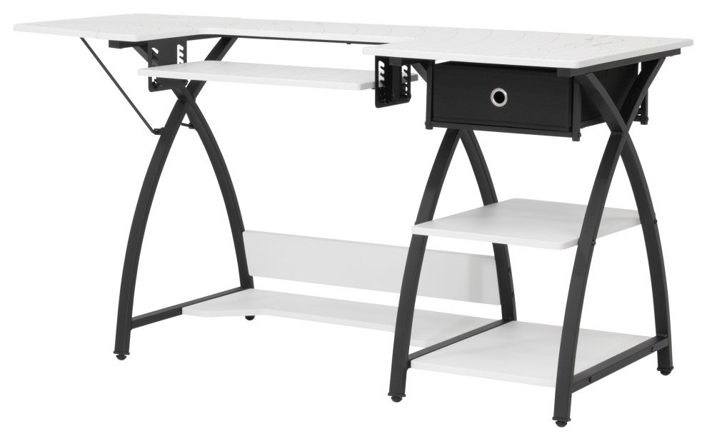 Comet Hobby Desk With Grids, Fold-Down Top, With Height Adjustable Platform