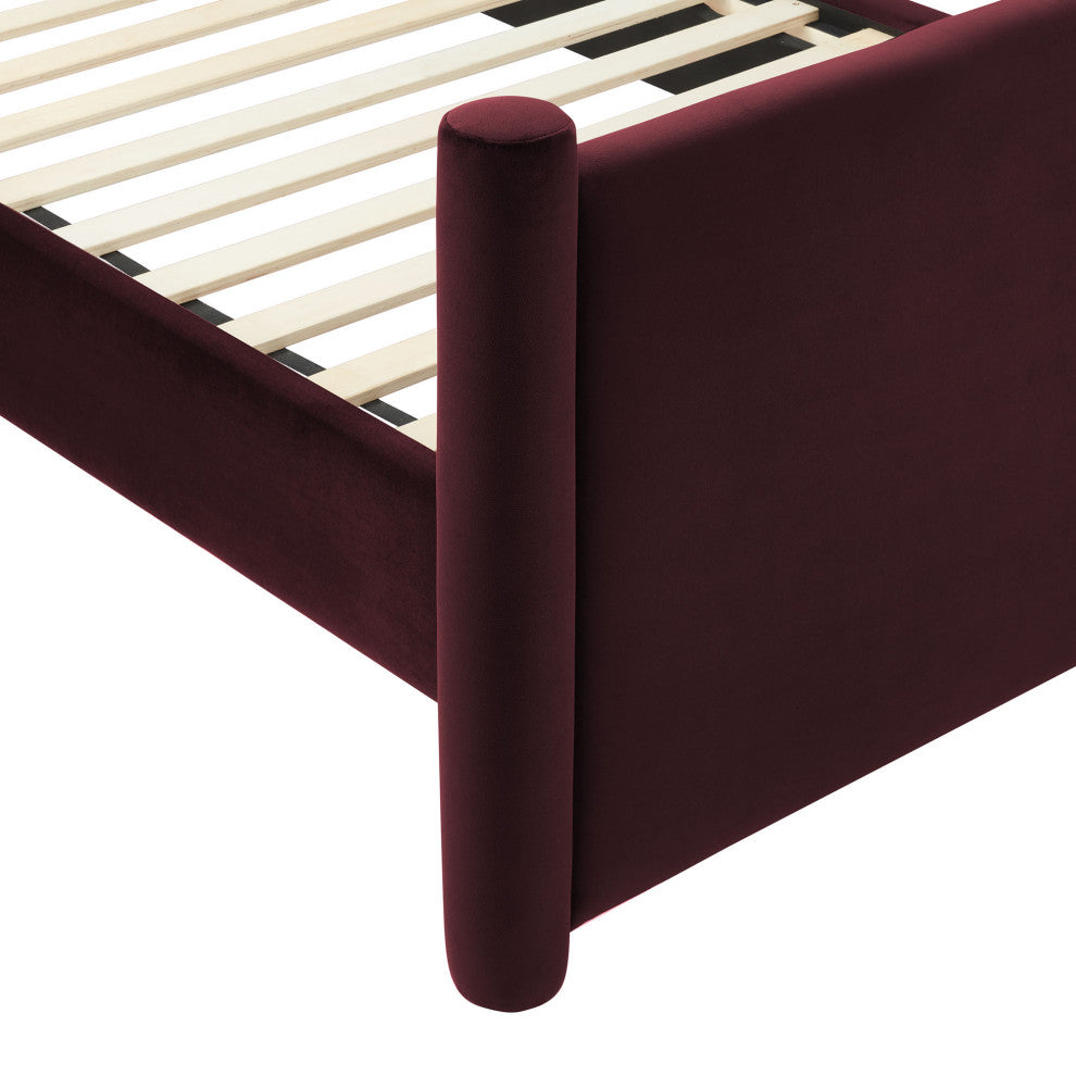 Rael Performance Velvet King Platform Bed, Mulberry