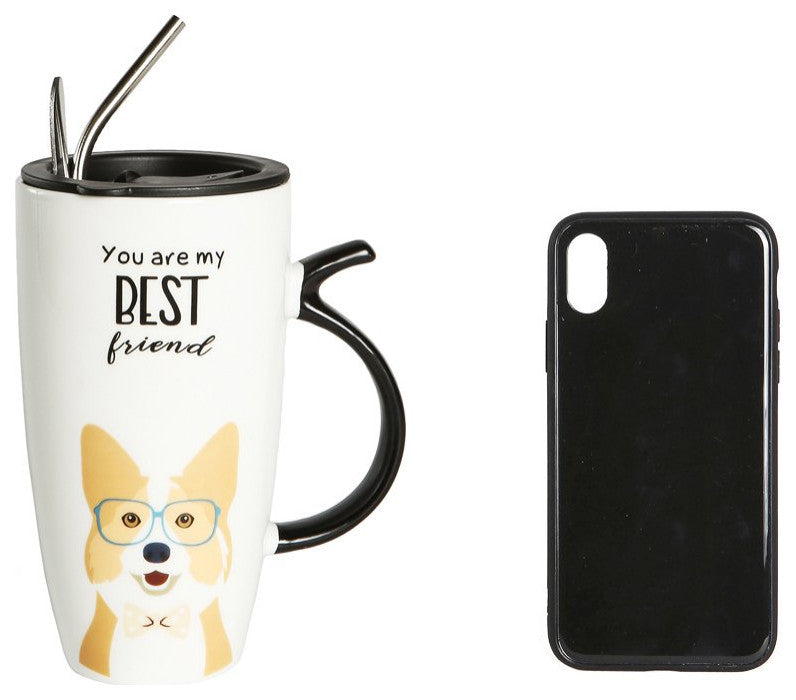 Best Friend Mug Set With Lid, Metal Straw and Spoon